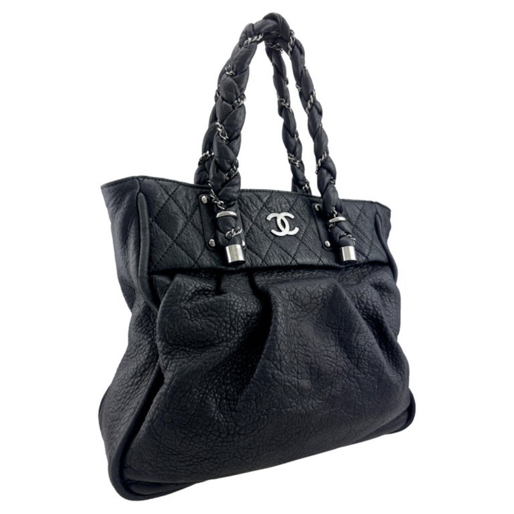 2006 Chanel Lady Braid Black Leather Tote Bag